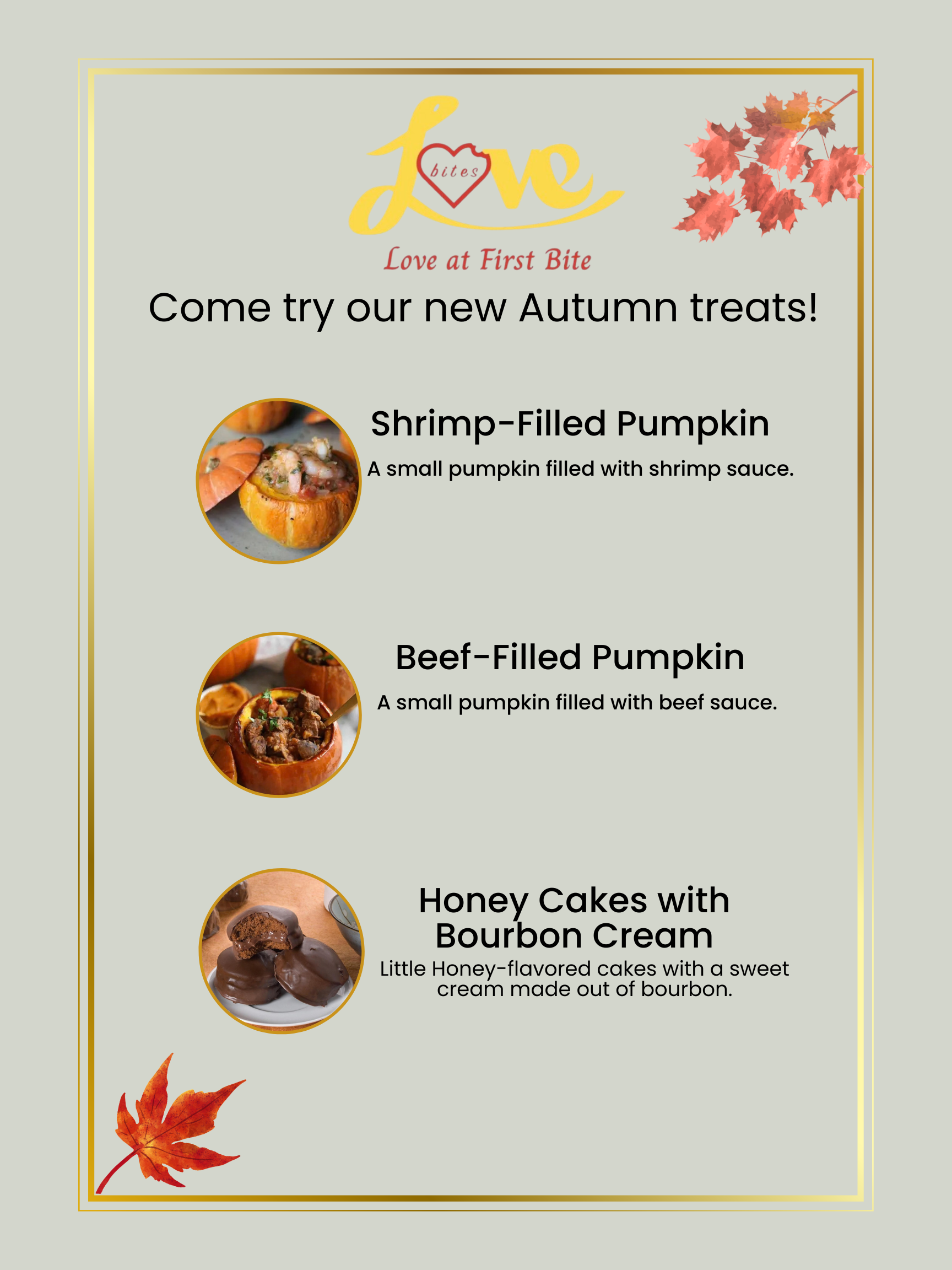 Love Bites Autumn special menu